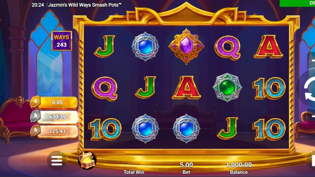 Tampilan visual slot Jazmin’s Wild Ways Smash Pots dengan nuansa Arabian yang mewah
